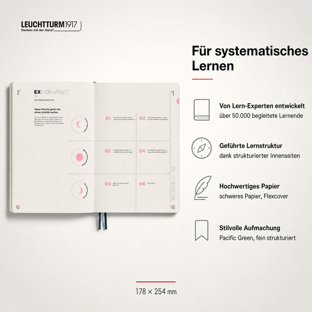 LEUCHTTURM1917 367500 Learning Journal Composition (B5), Flexcover, Pacific Green, Deutsch Deutsch P