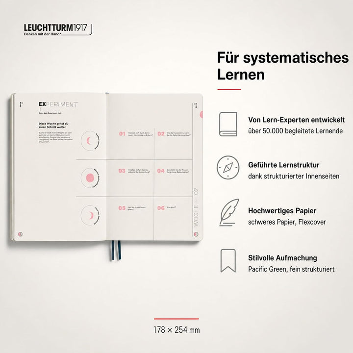 LEUCHTTURM1917 367500 Learning Journal Composition (B5), Flexcover, Pacific Green, Deutsch Deutsch P