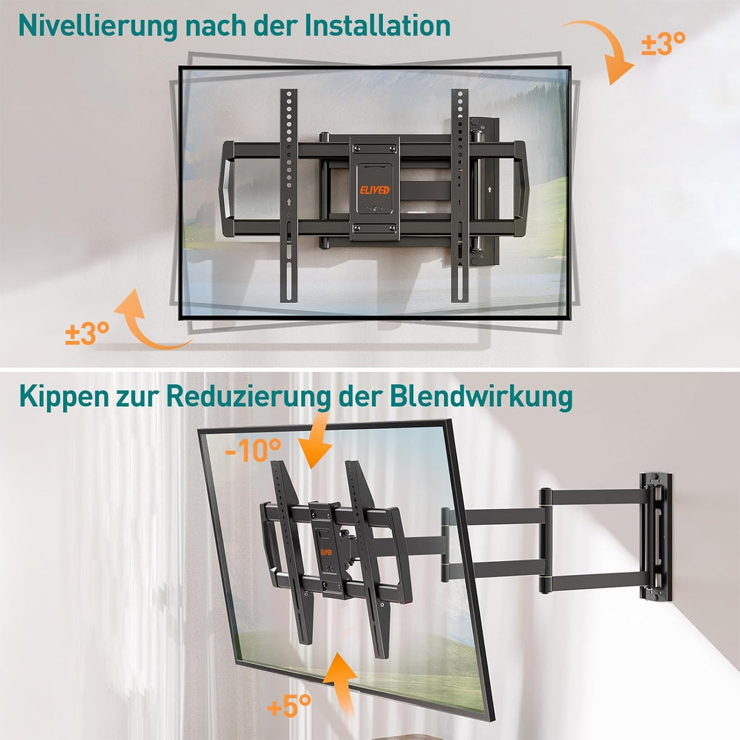 ELIVED 762 mm lange TV-Wandhalterung für die meisten 107,7-190,5 cm (42-75 Zoll) Fernseher, lange Ve