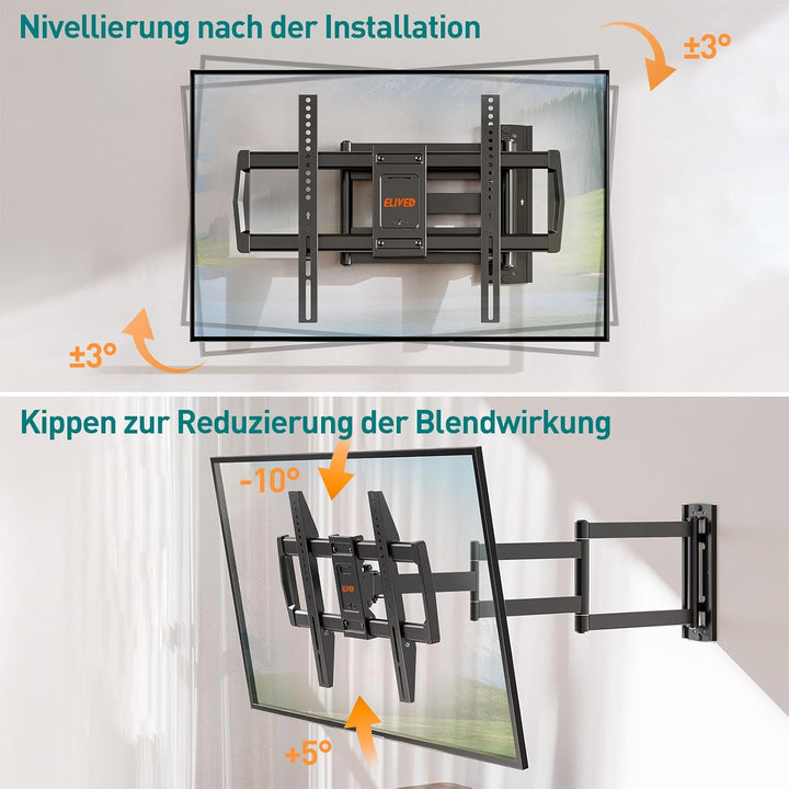 ELIVED 762 mm lange TV-Wandhalterung für die meisten 107,7-190,5 cm (42-75 Zoll) Fernseher, lange Ve