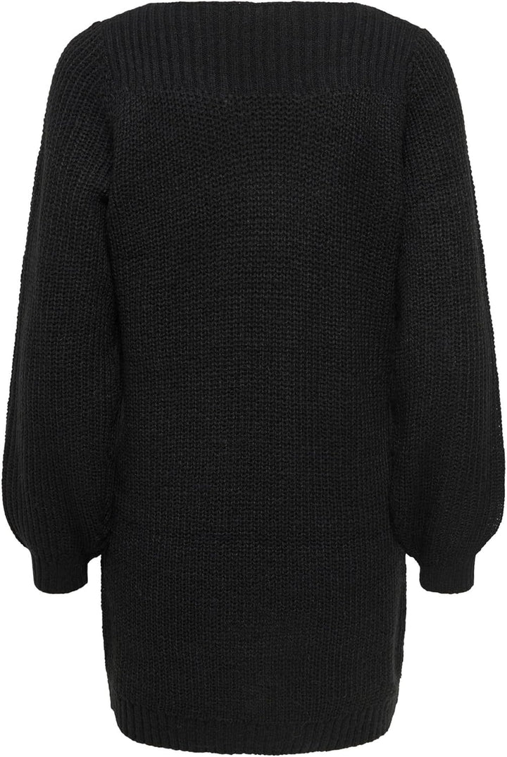 JdY Damen Jdywhitney Megan L/S Boat Dress KNT Noos Kleid M Schwarz, M Schwarz