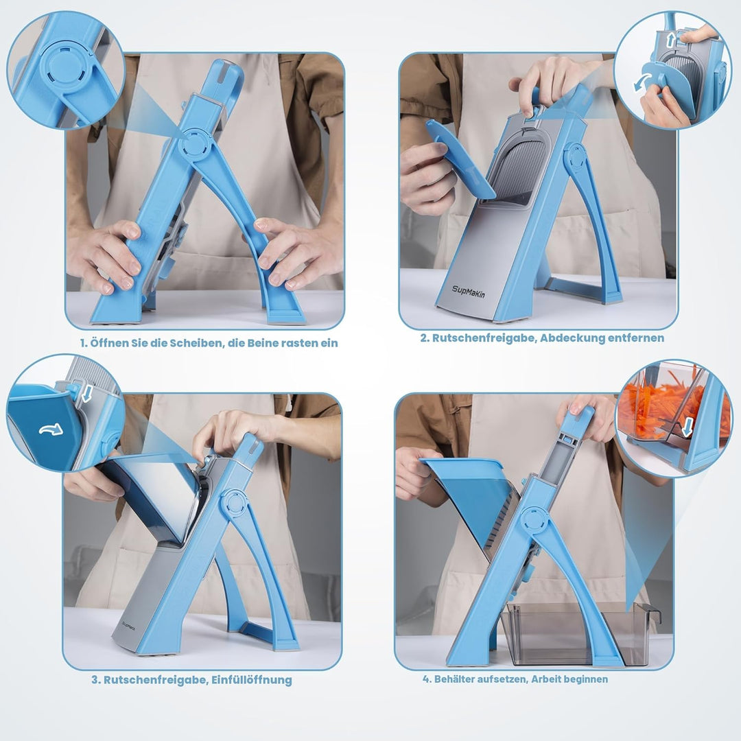 ONCE FOR ALL Gemüseschneider, Verstellbar Gemüsehobel Mandoline Vegetable Slicer Kartoffelschneider