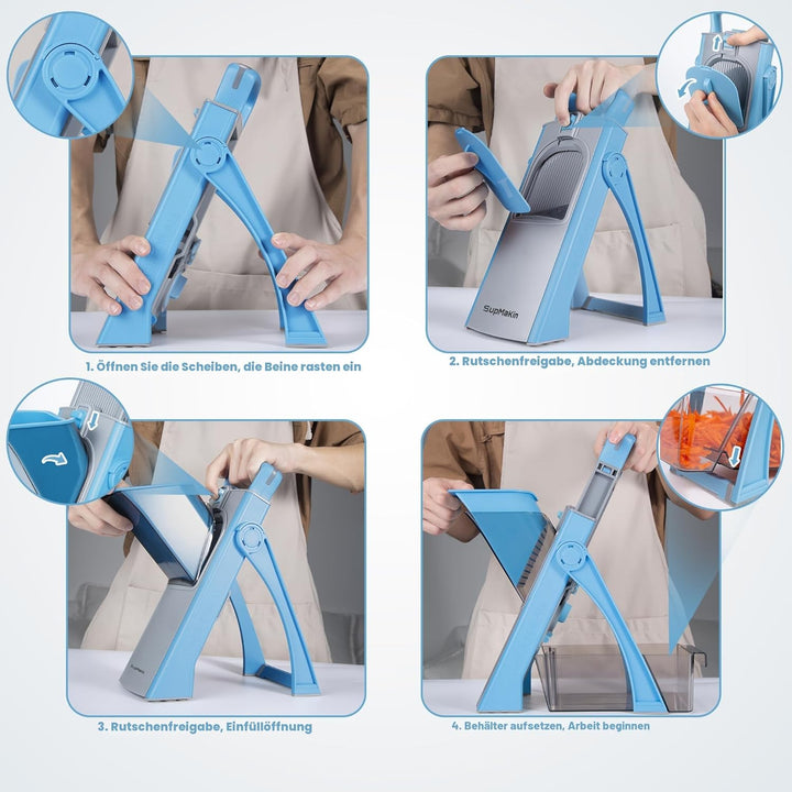 ONCE FOR ALL Gemüseschneider, Verstellbar Gemüsehobel Mandoline Vegetable Slicer Kartoffelschneider