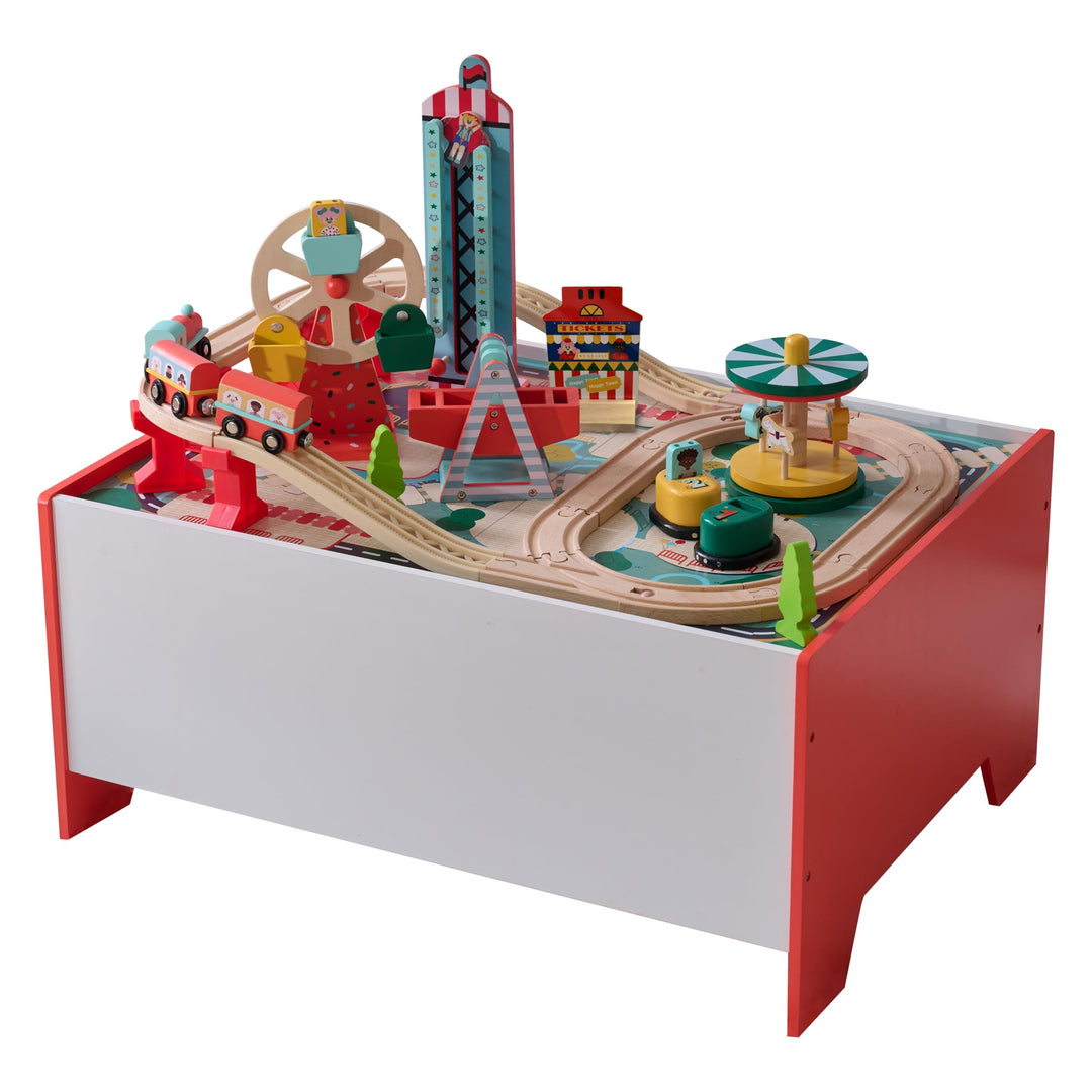 Teamson Kids Eisenbahn Spieltisch mit 6 Mini-Spielen & Aufbewahrung