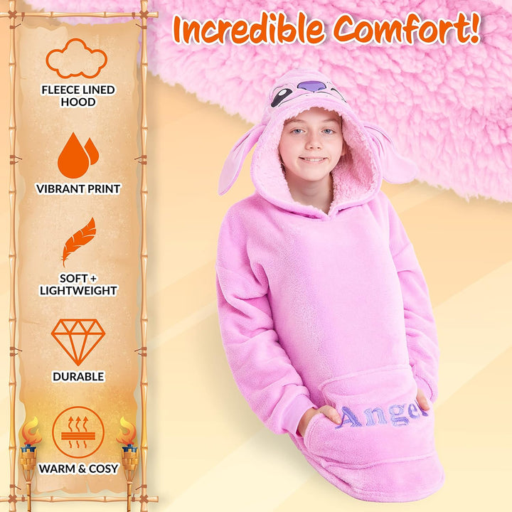 Disney Hoodie Decke Mädchen, Kuscheldecke mit Ärmeln, Fleece Kapuzenpullover, Hoodie Mädchen Geschen