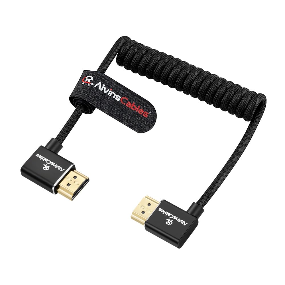 Alvin's Cables 8K HDMI Kabel 2.1 High Speed Geflochtenes Spiralkabel für Atomos Ninja V, Portkeys BM