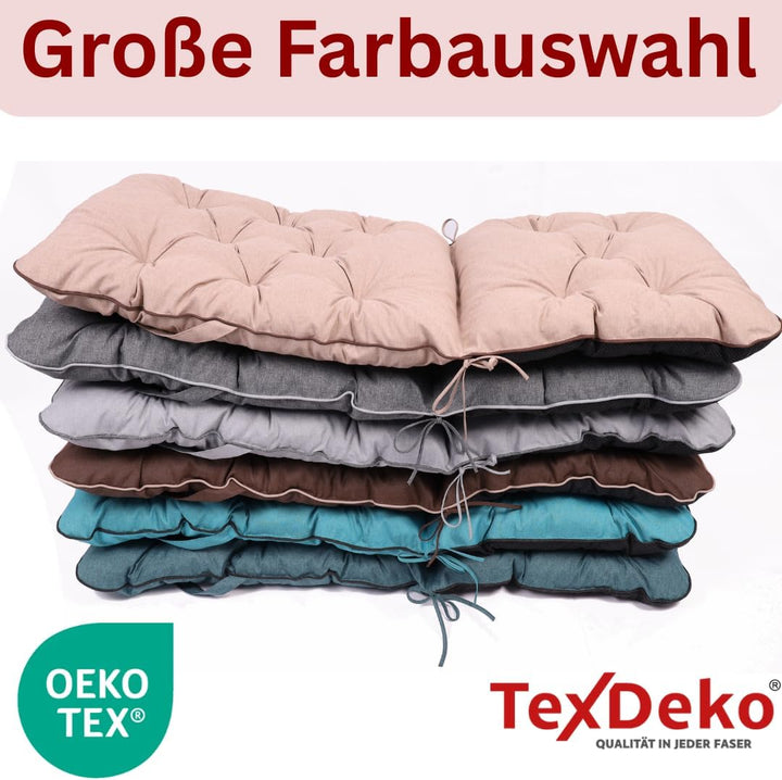 TexDeko® Ecolen Hochlehner Auflage für Gartenstuhl 120x50x50cm Leinenstruktur hochwertig gepolstert