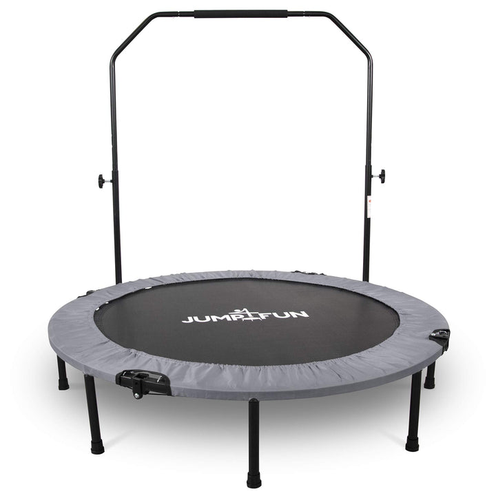 JUMP4FUN Mini-Trampolin, Fitness, faltbar, Doppel-Bar – Ø 122 cm, Grau