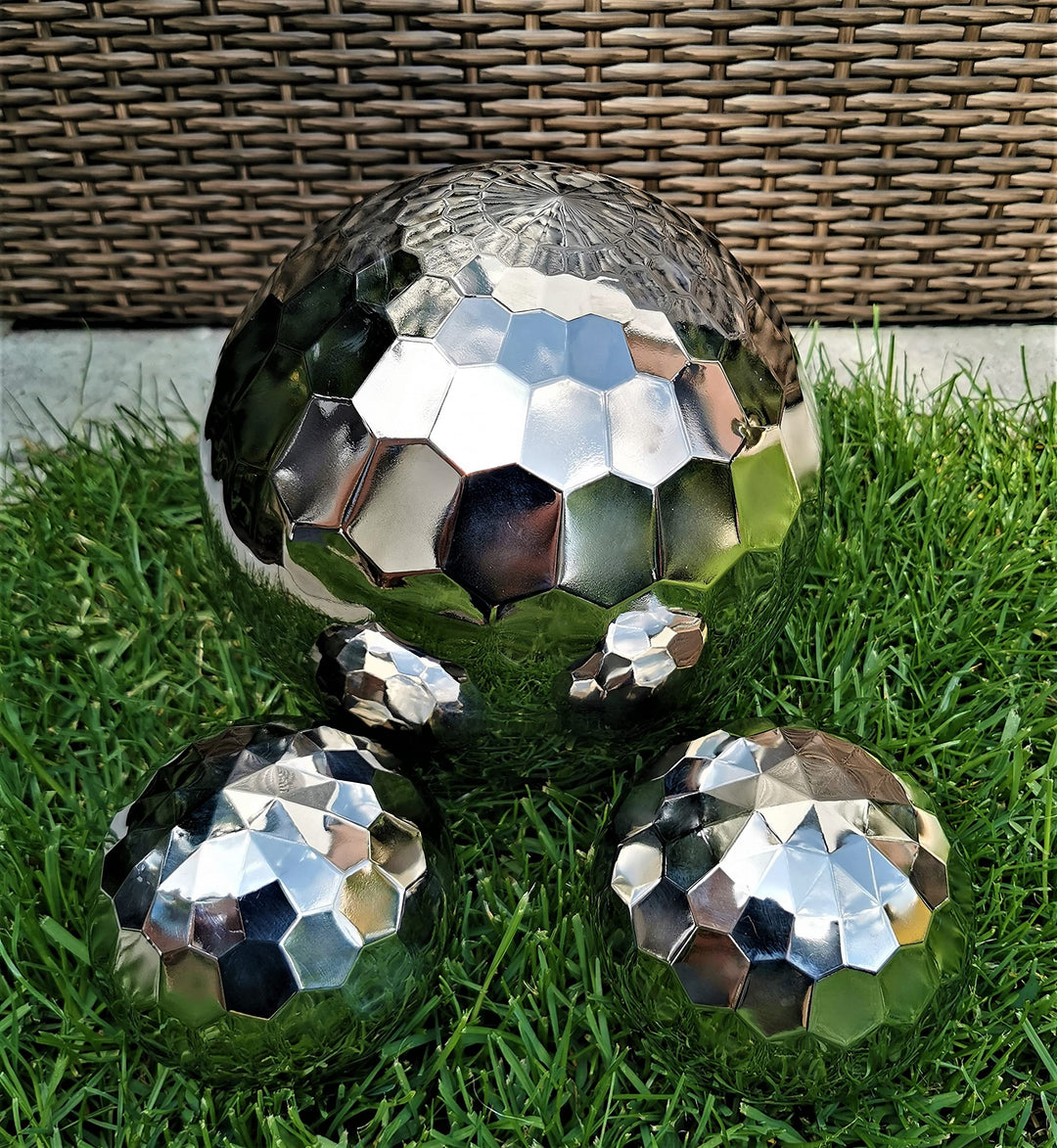 Dekokugel Diamond 3er Set aus Edelstahl 25/15/15 cm poliert Dekorationskugel Edelstahlkugel