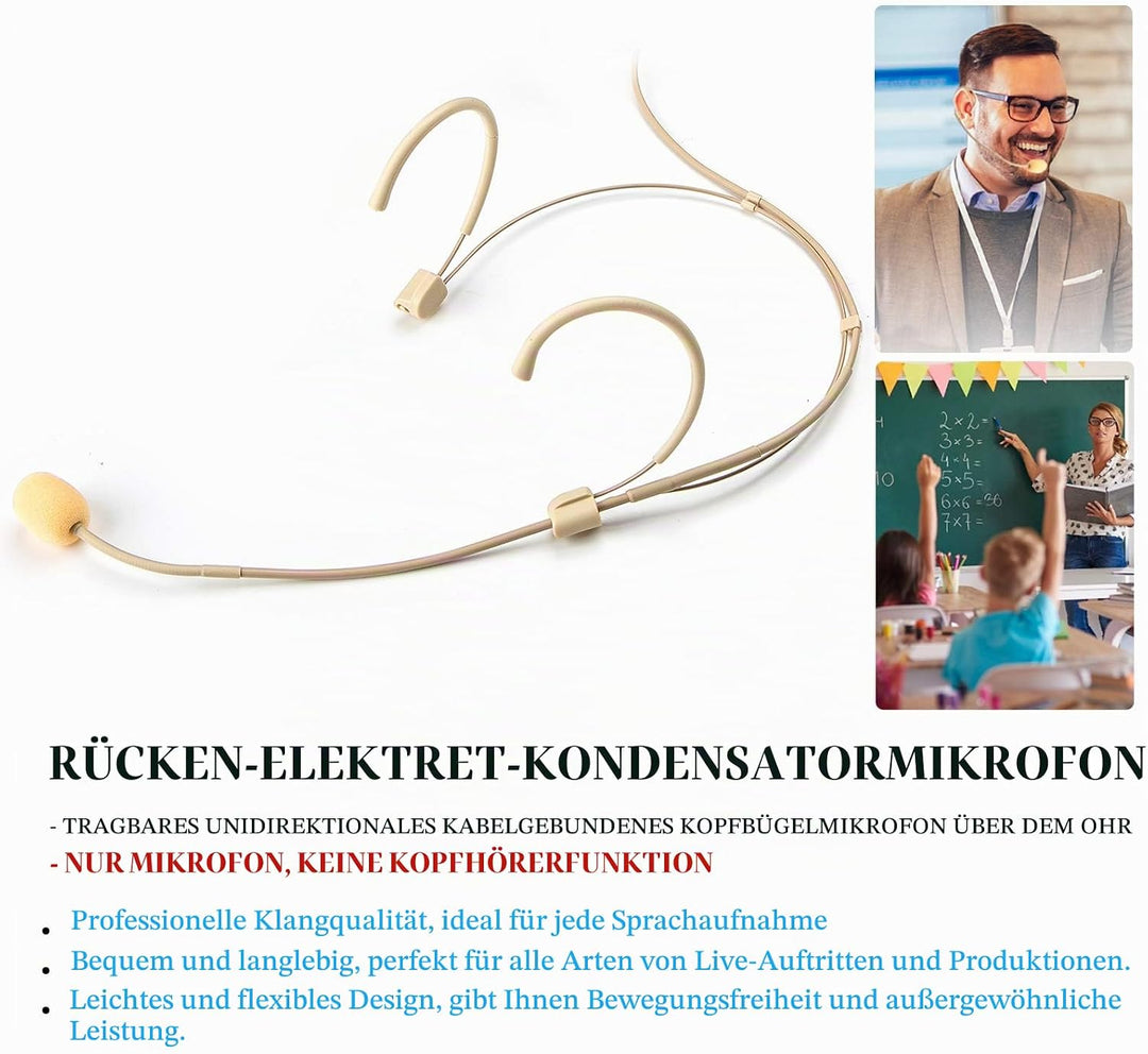 Sujeetec Headset Mikrofon Stirnband mic für Shure kabellos Bodypack Transmitter Taschensender - Idea