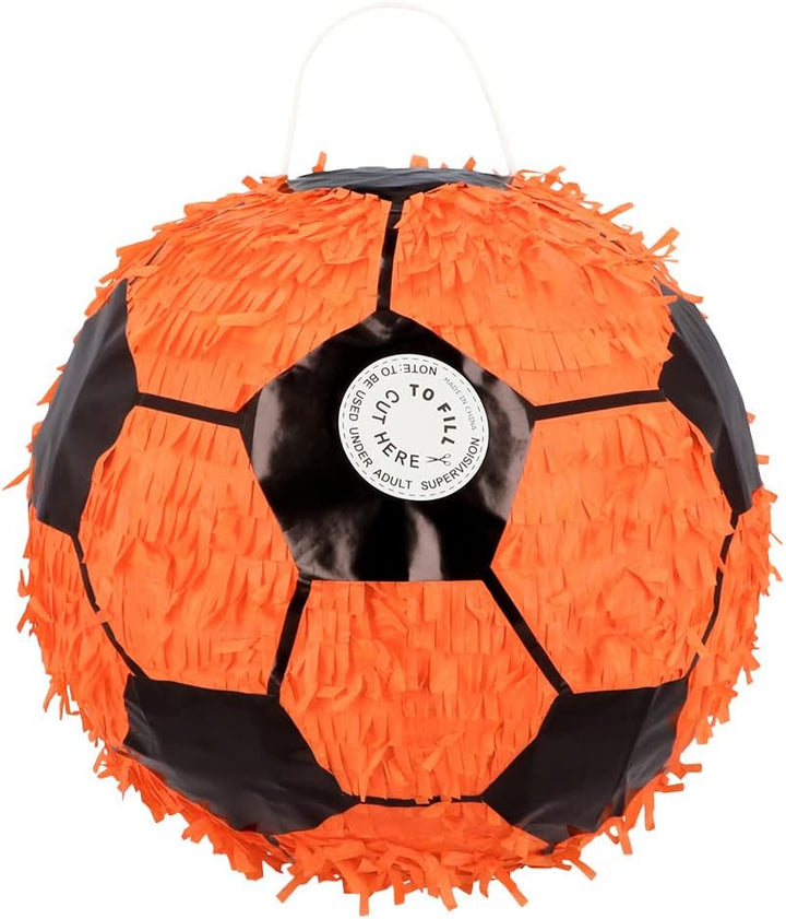 Boland 61858 - Pinata Fussball, 30 x 30 cm, Orange-Schwarz, Ball, Karton, Schlag-Pinata, Geburtstag,