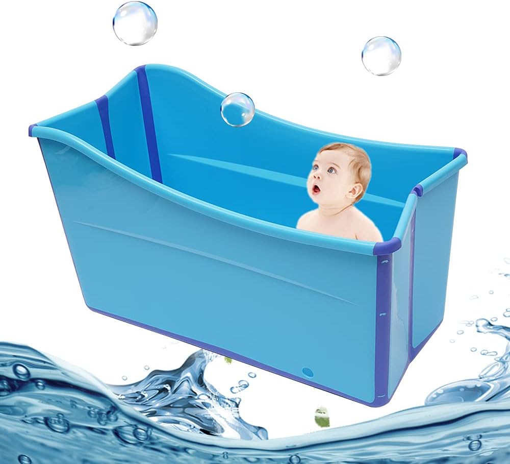 Blau Mobile Faltbare Badewanne, Erwachsene Sauna Bad Klappbadewanne Wanne, Babyschwimmbecken für Bad