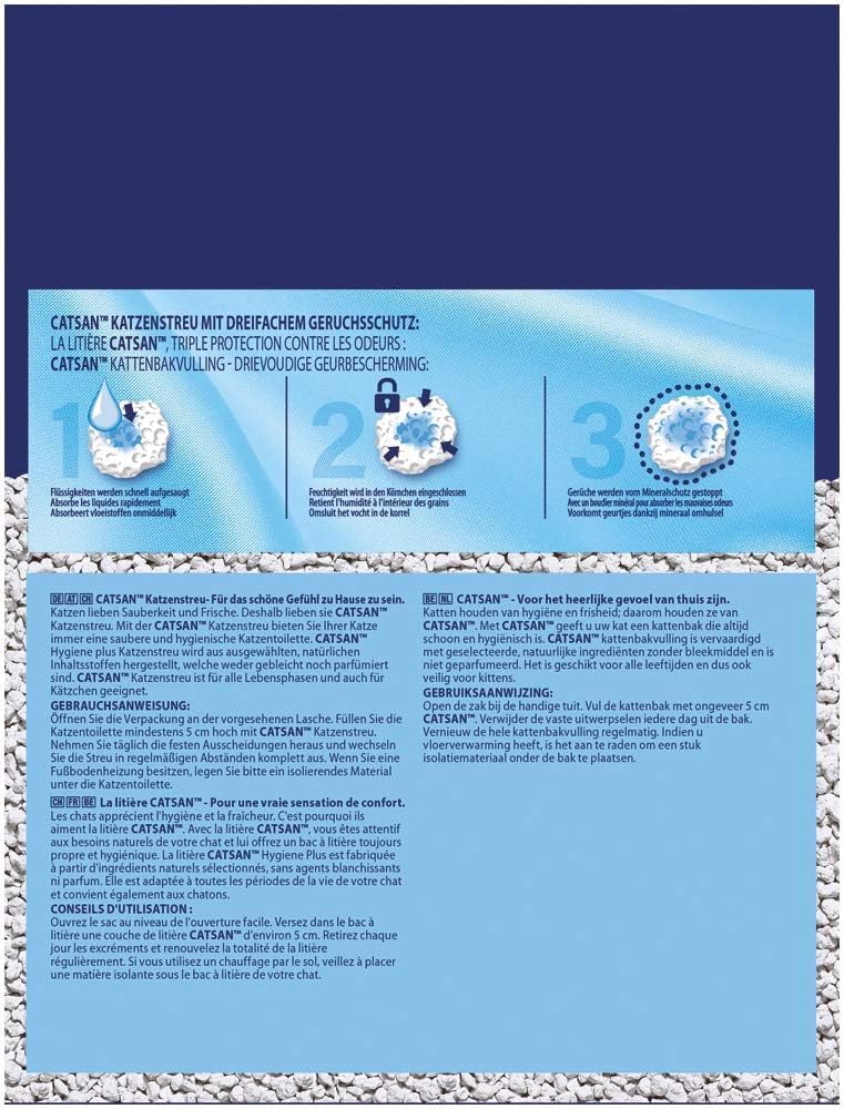 Catsan Hygiene Plus – Weisse Hygienestreu mit Extra-Mineralschutz (18L (2x9L)), 18L (2x9L)