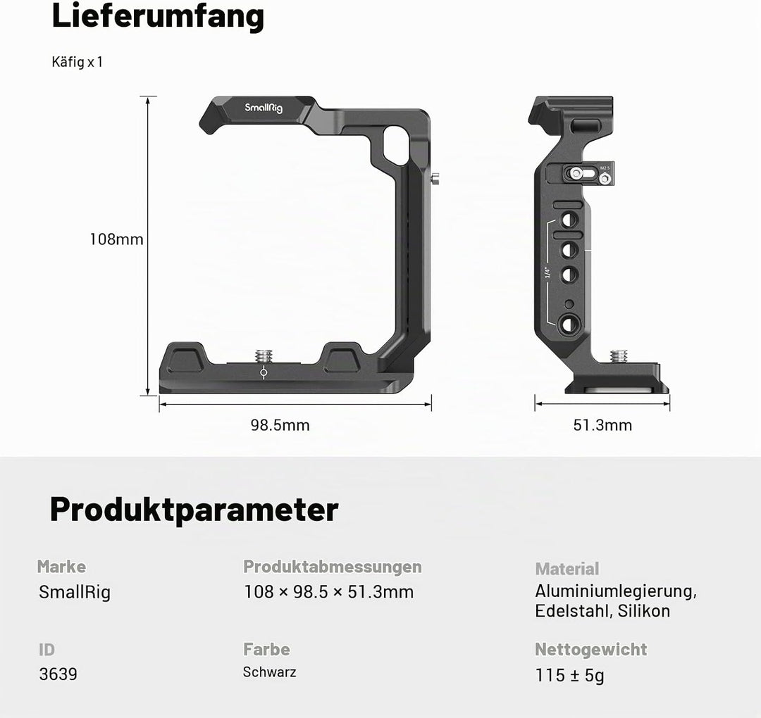 SMALLRIG A7 IV A1 A7S III Half Cage Camera Halbkäfig für Sony Alpha 7 IV/Alpha 7S III/Alpha 1/Alpha