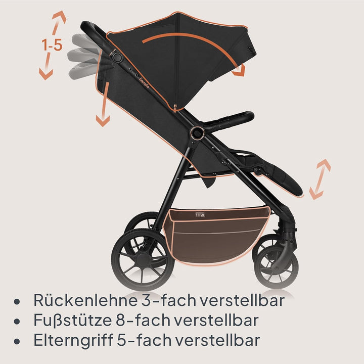 LIONELO MIRA Buggy bis zu 22 kg von 6 Monaten bis 4 Jahren Schwenkbare 360° Räder Volle Stossdämpfun