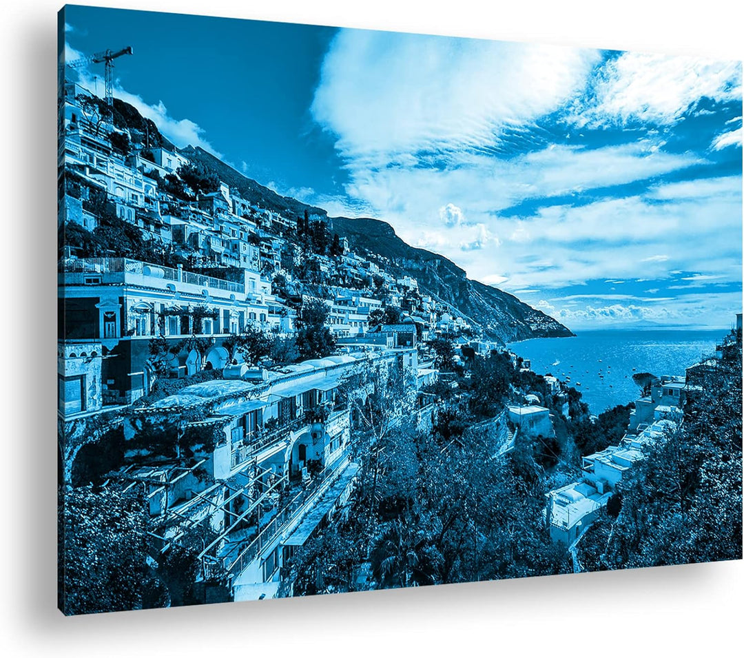 deyoli Amalfi Küste in Italien Format: 60x40 Effekt: Monocrome Blau als Leinwandbild, Motiv fertig g