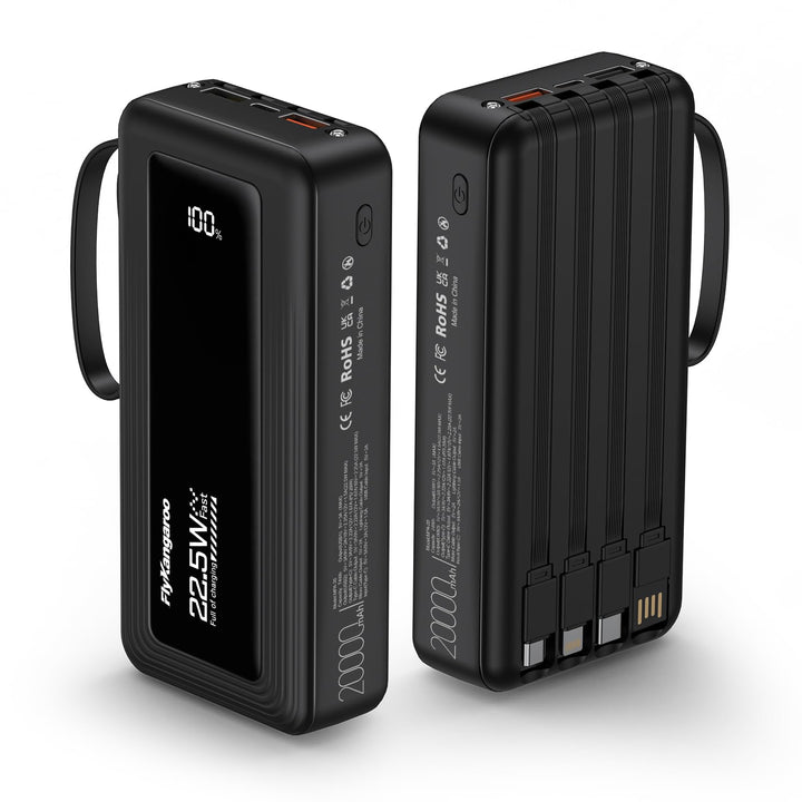 Power Bank 20000mAh(2026 Upgrade), 22,5W Powerbank Externer Handyakkus mit Kabel, 6 Ausgängen &amp; 2 Ei