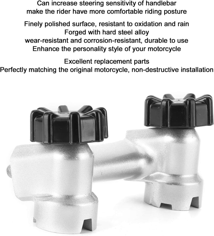 Fydun Motorradlenker Riser Mount Clamp, 3,9 Zoll Silber Stahllegierung mit festem Bolzen Passend für