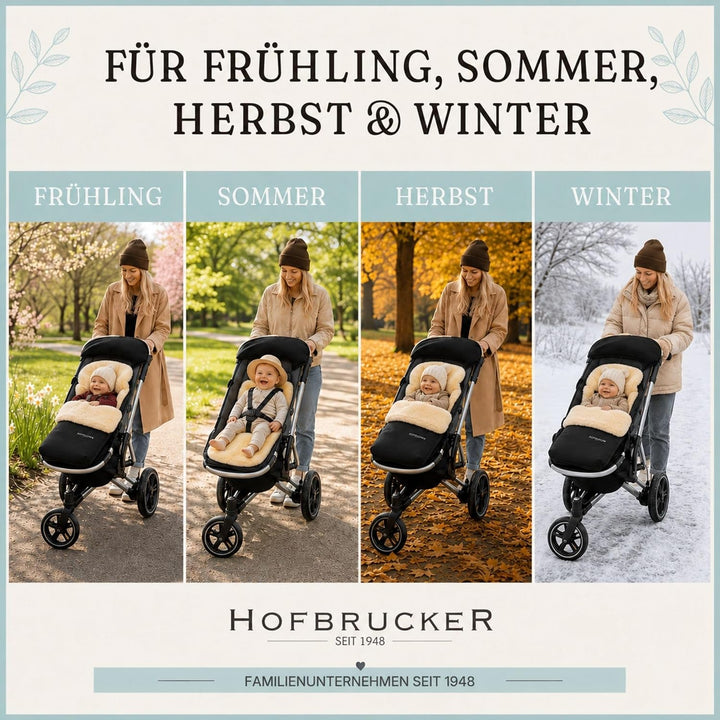 Hofbrucker Lammfell-Fusssack Putzi Kinderwagen, Buggy/Winterfusssack wind- &amp; wasserabweisend/Warmer