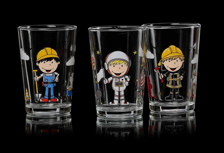 Ritzenhoff & Breker Kindergläser Berufe Jungen, 6er Set, 205 ml, Bedruckte Kinderbecher mit Berufs-M