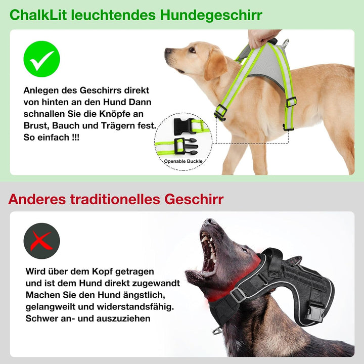ChalkLit LED Leuchtendes Hundegeschirr USB Wiederaufladbares Vollständig Beleuchtetes Hundegeschirr
