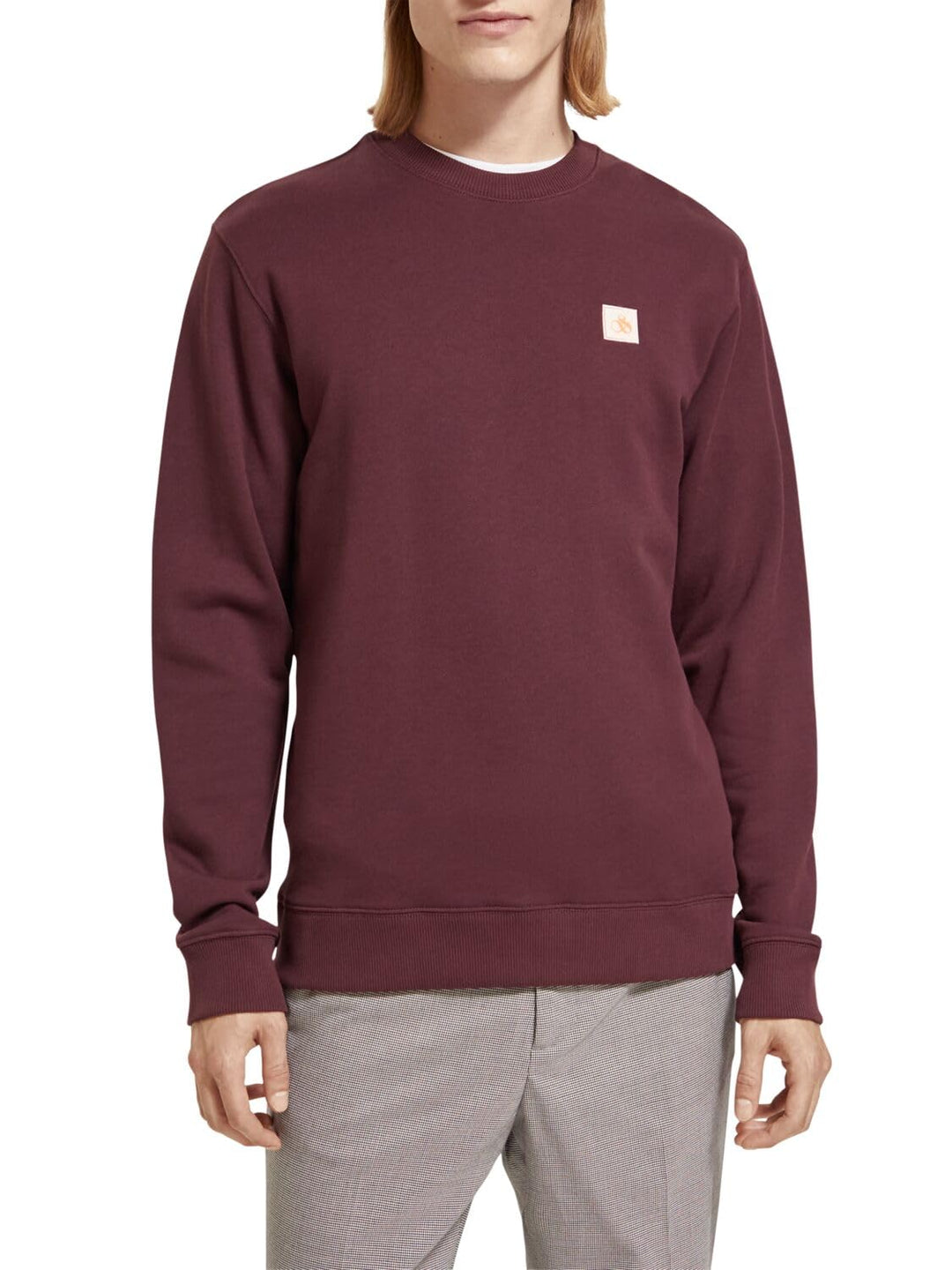 Scotch & Soda Herren Regular Fit Logo Badge Organic Cotton Sweatshirt, Berry Wine 6637