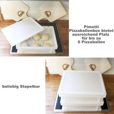 Pimotti Deckel Pizzaballenbox mit 30 x 40 x 12 cm, für Kunststoffbehälter für Pizzateig, für Stapelb