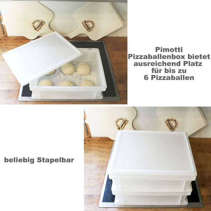 Pimotti Pizzaballenbox mit Deckel (2xBox + 1xDeckel) mit 30 x 40 x 12 cm, Kunststoffbehälter für Piz