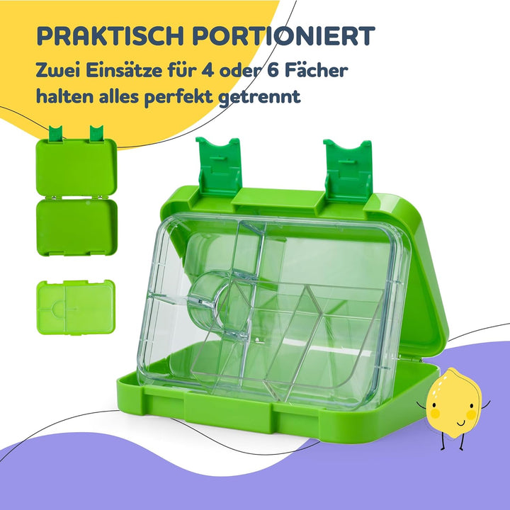 schmatzfatz Lunchbox für Kinder, Lunchbox, Bento-Box, bunt, Brotdose für Kinder, BPA-frei, wasserdic