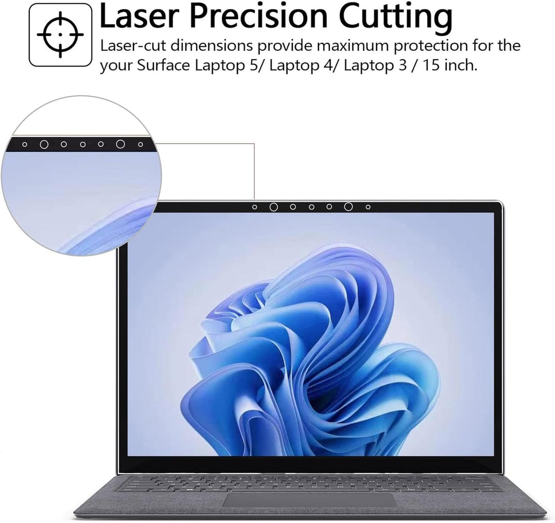 MEGOO Microsoft Surface Laptop 5 Schutzfolie gehärtetes Glas, Einfache Installation/ 9H Härte/Klar A