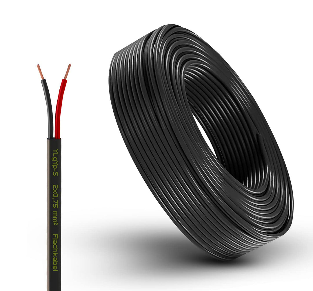 Fahrzeugleitung Anhängerkabel Rund oder Flach Kabel rot/schwarz 2X 0,75 1,0 1,5 mm² 2-adrig 6-24 Vol