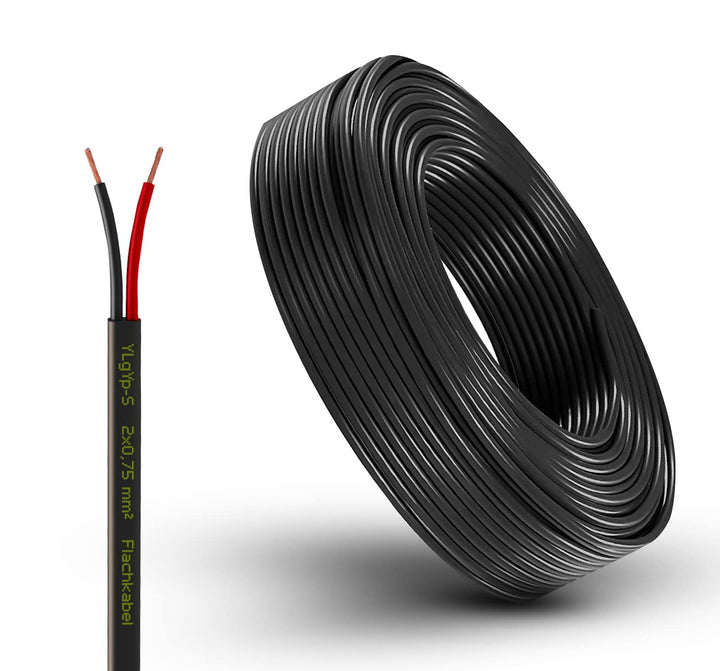 Fahrzeugleitung Anhängerkabel Rund oder Flach Kabel rot/schwarz 2X 0,75 1,0 1,5 mm² 2-adrig 6-24 Vol