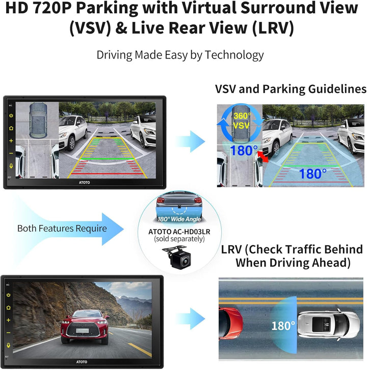 ATOTO S8 MS Android Doppel-DIN Autoradio, 7" QLED Display, Android Auto drahtlos & Wireless CarPlay,