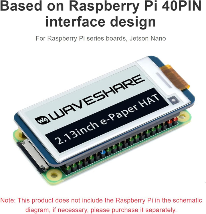 waveshare 2.13inch E-Paper Display HAT V4 Version 250x122 Resolution 3.3V/5V Two-Color e-Ink Display