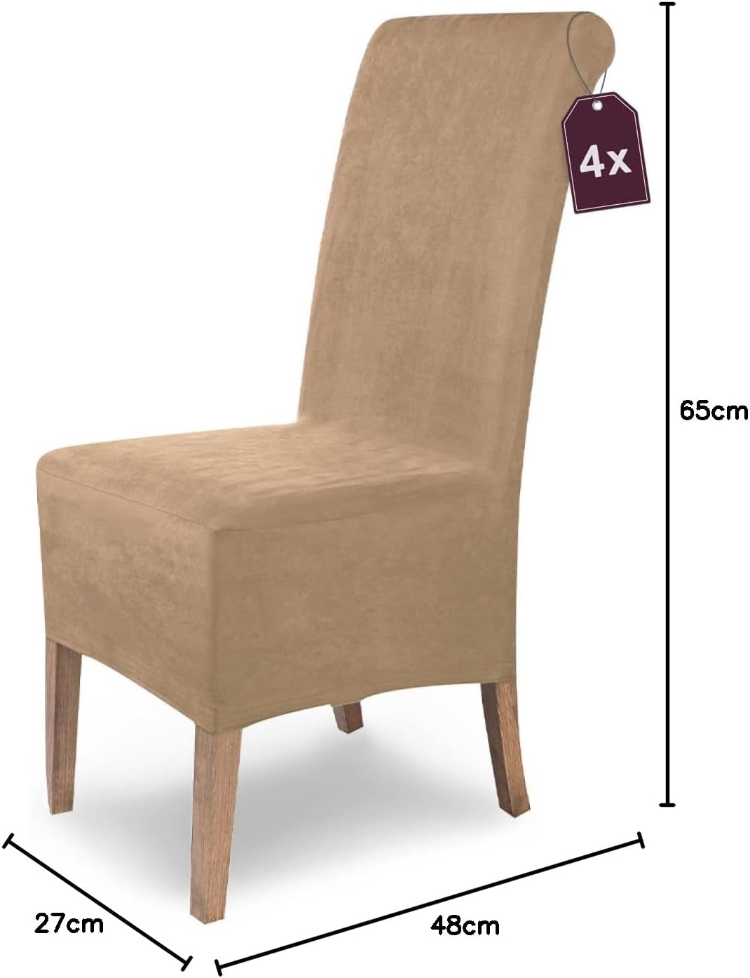SCHEFFLER-Home Stuhlhussen 4er Set Leon Beige/elastische Wildleder Hussen für Stühle/Robustes Freisc