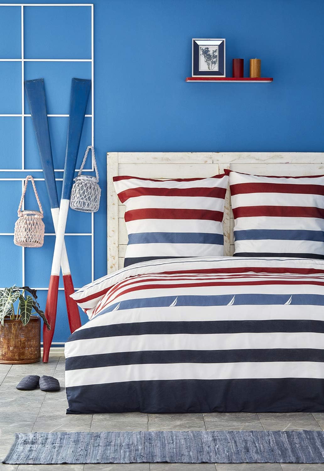 Nautica Home Finn BETTWÄSCHE Set 100% Baumwolle 200X200 + 2X 80X80 Kissenbezug