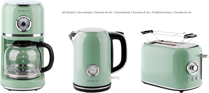 EMERIO Toaster Retro Style | 800 Watt | 2 Scheiben | 7 einstellbare Bräunungsgrade | Brötchenaufsatz