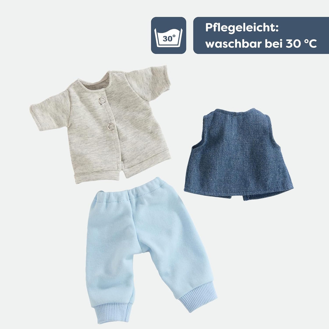 HABA Kleiderset Tiger – Puppenkleidung-Set, T-Shirt mit Weste &amp; Hose, für 30 cm Puppen, Mehrfarbig,
