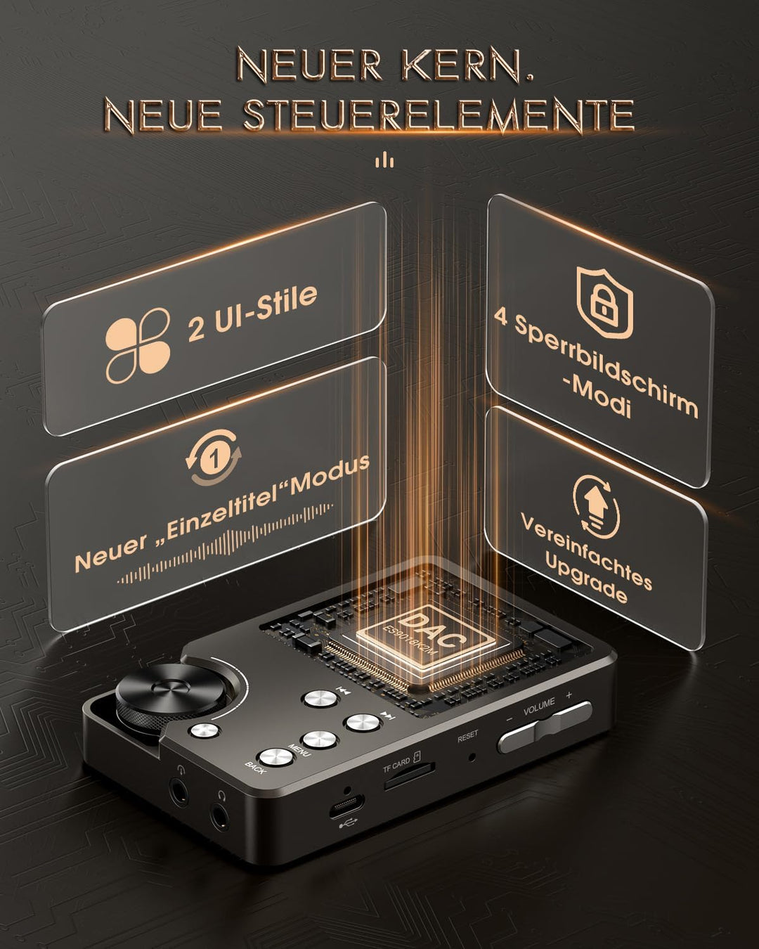 MECHEN M30 MP3 Player 64GB Hi Res Audio mit DSD FLAC Grau, Grau