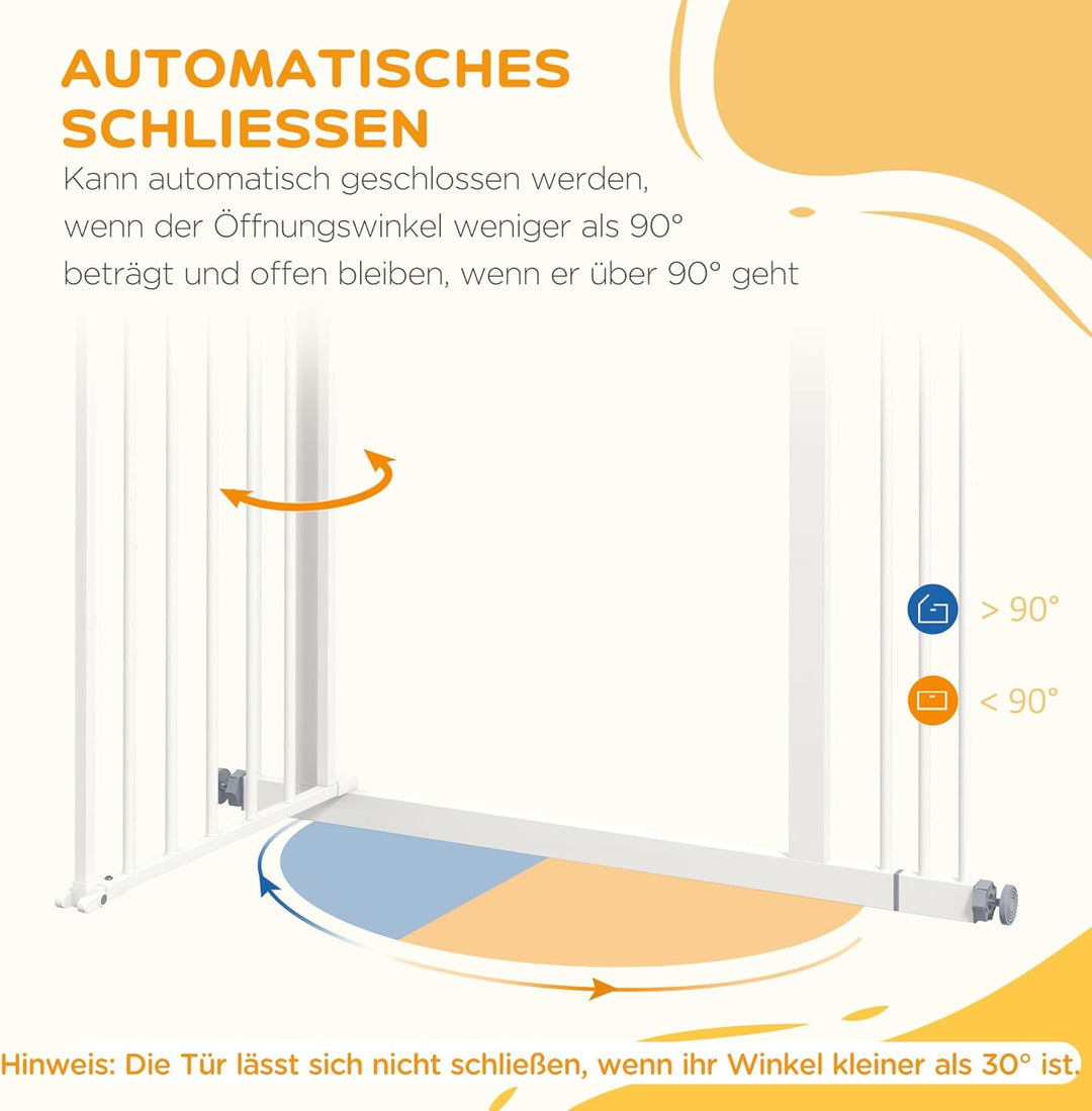 PawHut Türschutzgitter Treppenschutzgitter mit 7 cm Verlängerung Türgitter ohne Bohren mit Auto-Clos