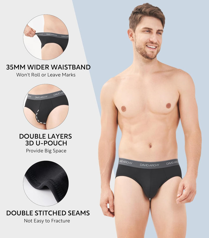 DAVID ARCHY Herren Slips Mehrpack Unterwäsche 4-Wege-Stretch Unterhosen Slip Ultraweich Atmungsaktiv