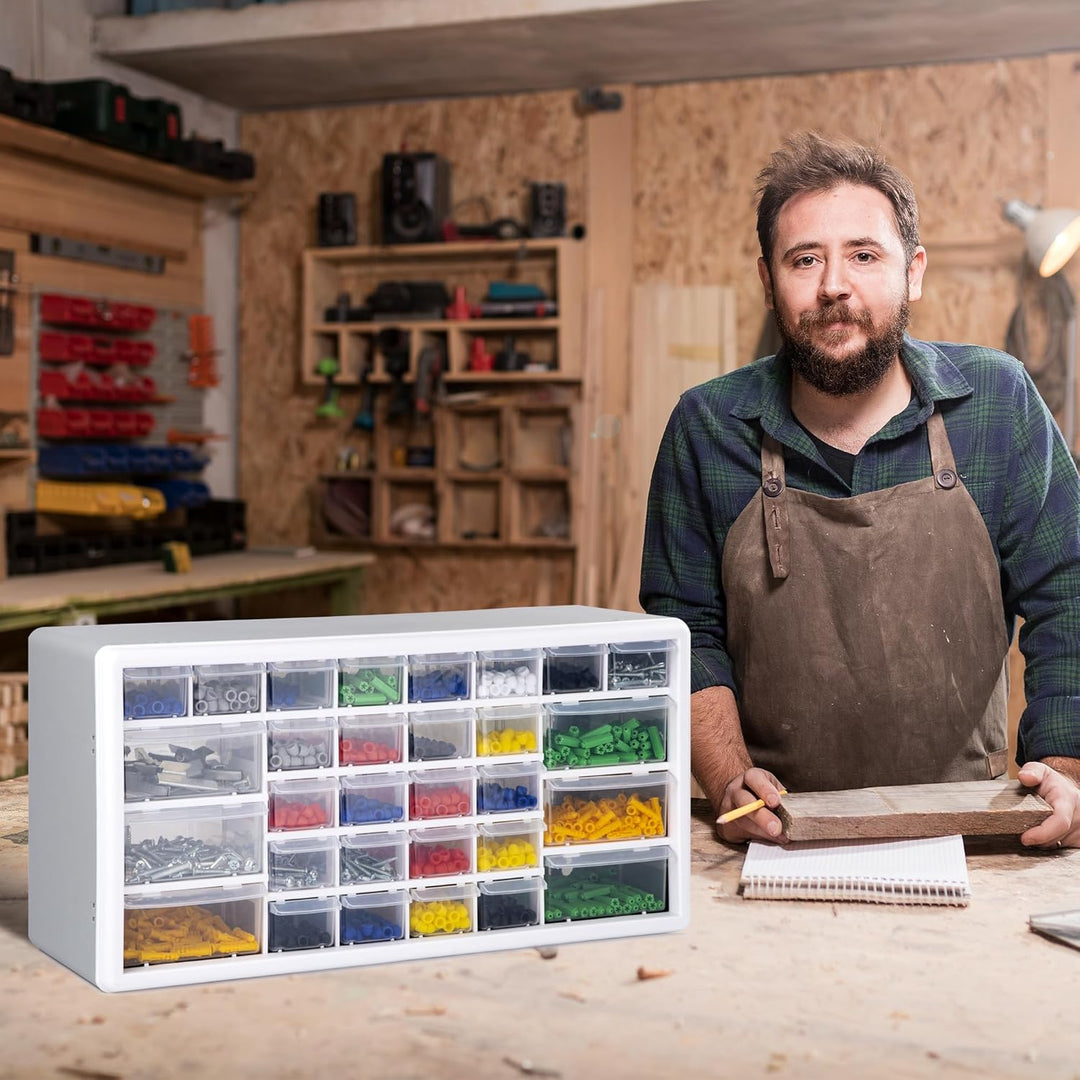 Schraubenaufbewahrungs-Organizer – Aufbewahrungsbox für Garage & Werkstatt mit 30 Schubladen mit ver