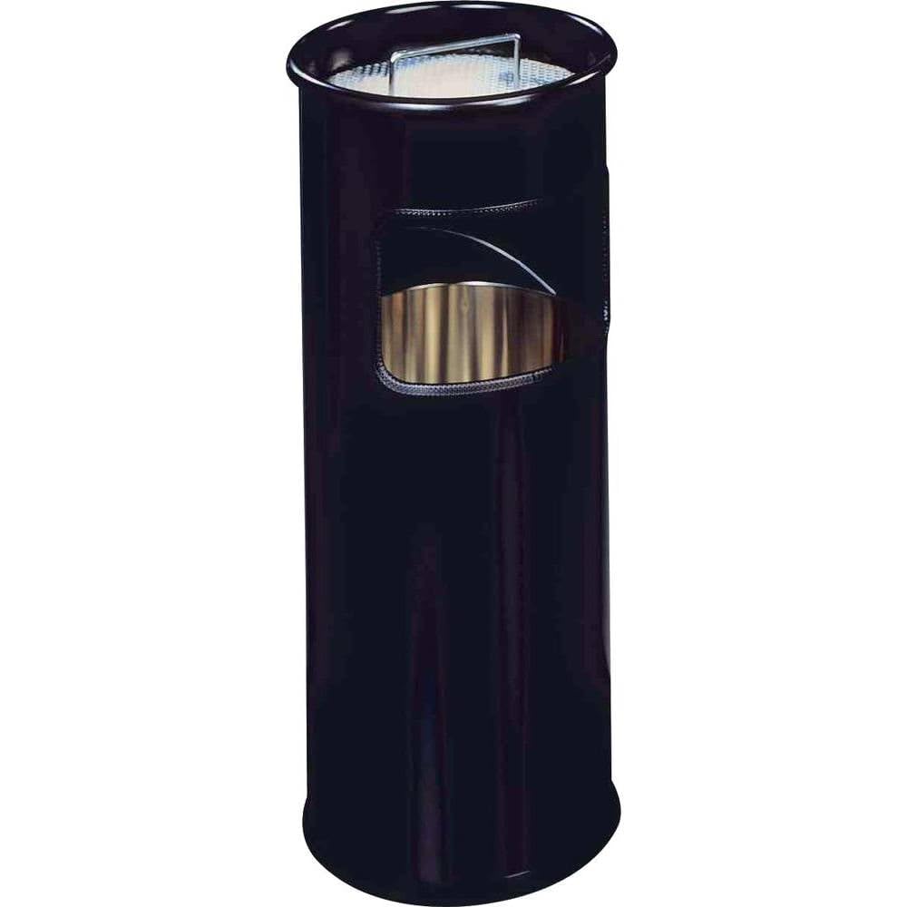 Durable Papierkorb Metall mit Ascher, entnehmbarer Inneneimer und Ascher, rund, schwarz, 333001 Schw