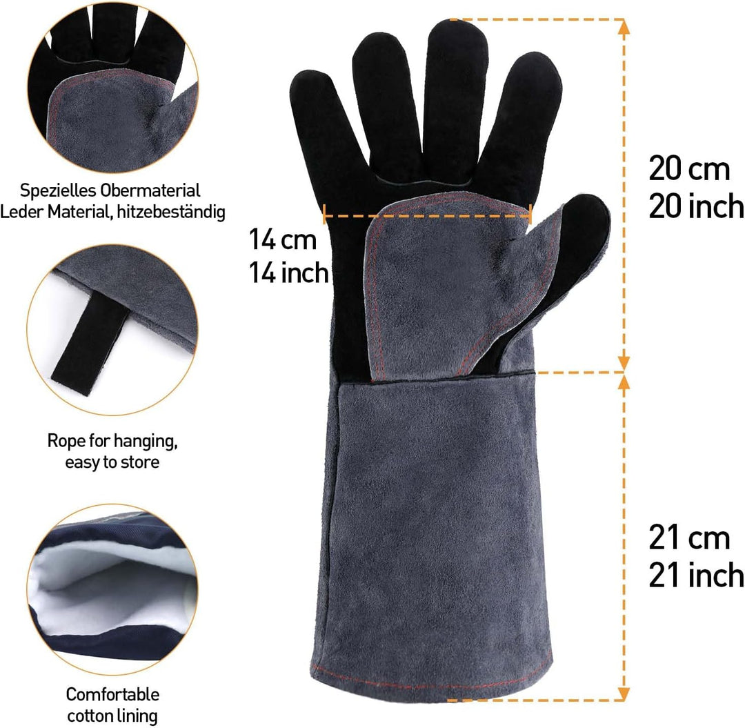 APOGO Ofenhandschuhe Backhandschuhe Grillhandschuhe 1 Paar Leder Grill Handschuhe 41x15X1.5cm Wildle