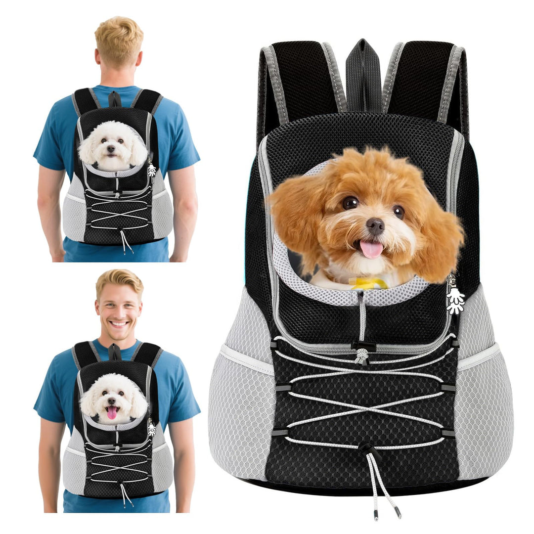 PETCUTE Hundetragerucksack mit Kopf-Out-Design,Atmungsaktive,Verstellbar Rucksack für Kleine Hunde u
