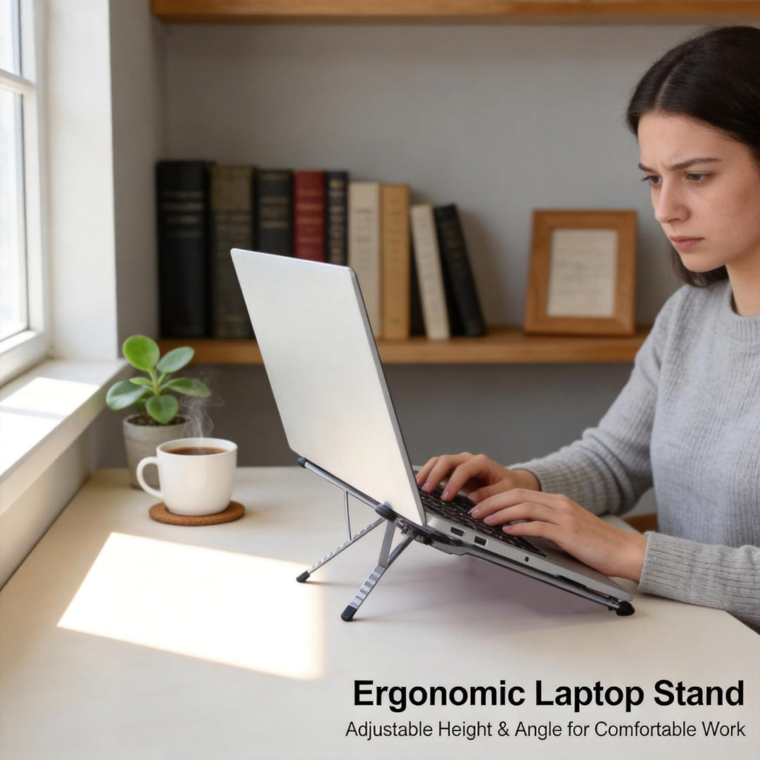Beruth Verstellbarer, faltbarer Laptop-Ständer für Schreibtisch, MagSafe-kompatibel, Aluminiumerhöhu