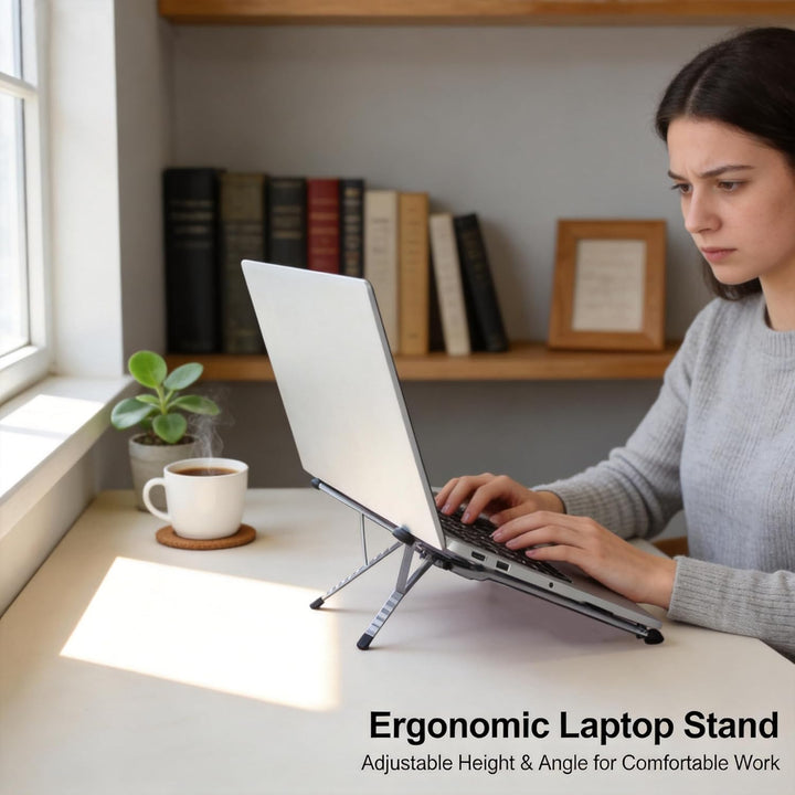Beruth Verstellbarer, faltbarer Laptop-Ständer für Schreibtisch, MagSafe-kompatibel, Aluminiumerhöhu