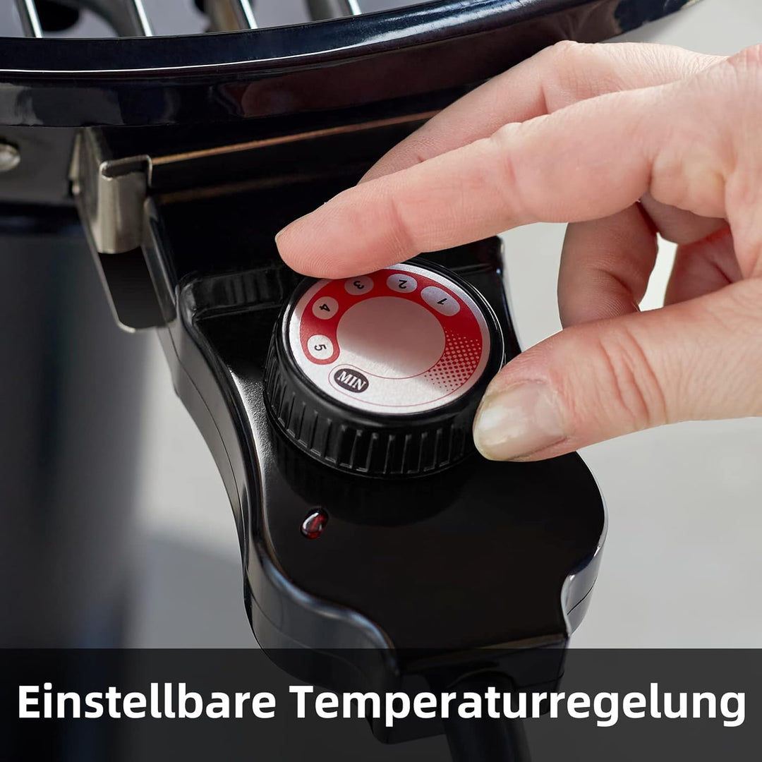 CUSIMAX Elektrogrill Standgrill mit Deckel und Standfuss, Regulierbare Temperatur und Fettauffangsch