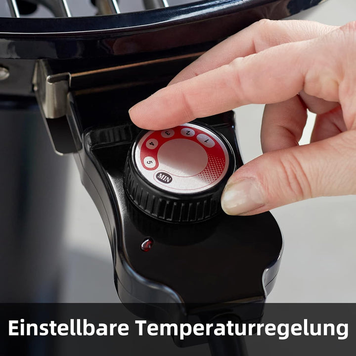 CUSIMAX Elektrogrill Standgrill mit Deckel und Standfuss, Regulierbare Temperatur und Fettauffangsch