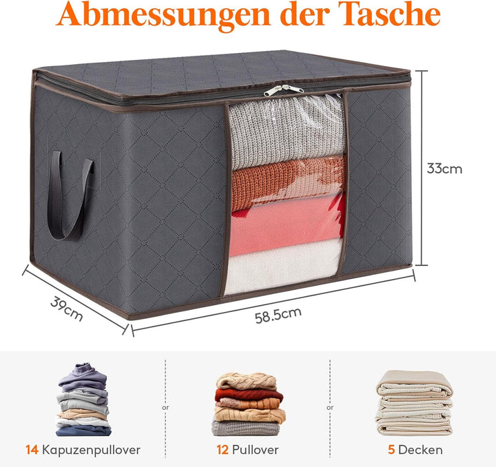 Lifewit 6 Stück Gross Aufbewahrungsbox mit Deckel, 75L Aufbewahrungstasche für Bettdecken Kleidung A